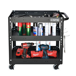 Chariot à outils de stockage en gros, chariot à outils à 3 niveaux en acier au carbone, chariot à outils OEM pris en charge pour le garage de mécanicien, armoire avec roues, industrie - Product Image 4