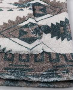 Pull-over thermique pour homme, mode hiver, à capuche, en fausse fourrure Sherpa, imprimé aztèque, polyester/coton, poche brodée, fermeture éclair 1/4 - Product Image 5