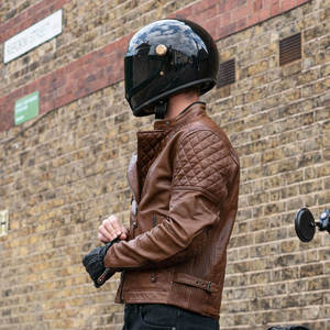 Custom Design Men's Motorbike Leather <b>Jacket</b> Solid Color Winter Stand Collar Cow Skin <b>Thin</b> Streetwear <b>Waterproof</b> Windproof - Product Image 4