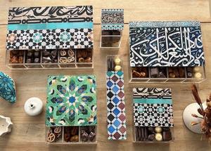 Luxurious Square <b>Wood</b> Mother of Pearl Inlay Lacquer Acrylic <b>Box</b> Set for Eid Ramadan Dessert and Chocolate Gifts - Product Image 6