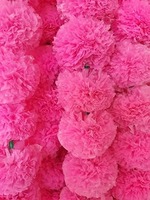 Rangkaian/Garland Bunga Marigold Merah Muda Plastik 4,5 Kaki untuk Dekorasi Gantung Pintu Rumah, Dinding, Natal, Pernikahan India, dan Pesta
