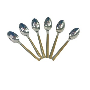 Rice <b>Serving</b> <b>Spoon</b> Stainless Steel With <b>Gold</b> Color Handle Silver Color Mirror Polished Head Silverware Tabletop Dinnerware - Product Image 1
