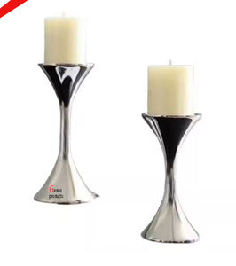 Portavelas decorativo de mesa de acero inoxidable de metal con aspecto plateado brillante 2025 para restaurante y bar de hotel - Product Image 1