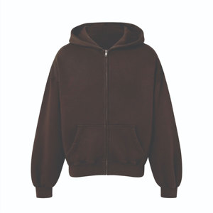 100% coton élégant hommes surdimensionné pleine fermeture éclair à capuche à la mode rue mode pour grandes tailles hiver Stock article - Product Image 1