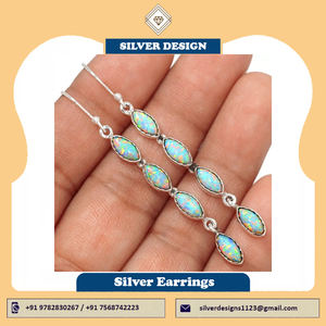 Beautiful 925 Solid Sterling Silver Natural Cut Fire Opal Gemstone Handmade <b>Fine</b> Jewelry <b>Dangle</b> <b>Earrings</b> for Woman's - Product Image 2