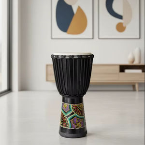 SOLOBEAT Djembé professionnel de qualité supérieure, tambour à main artisanal en bois dur noir, peau de chèvre naturelle, matériau ABS/PVC - Product Image 4