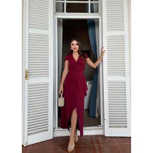 Vestido Largo Plisado Amarillo para Mujer missJANELL, con Doble Tela de Atlas, Elegante Vestido Largo de Poliéster y Elastano para Uso Diario - Product Image 1