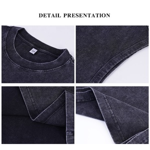 Débardeur sans manches pour homme, col rond, couleur unie, gilet décontracté, logo imprimé sur le devant, coton tricoté, style vintage délavé - Product Image 5
