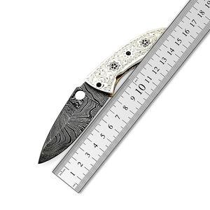 Couteau de poche pliant en acier damas de haute qualité fait à la main nouveau Design léger chasse Camping couteau utilitaire OEM cadeau pour - Product Image 6