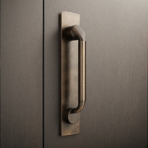 IronWisp Poignée de porte en laiton fabriquée à la main avec barre tactile Design moderne en finition patinée vintage pour chambre à coucher salle de bain cuisine - Product Image 2