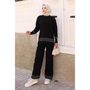 Ensemble tissé décontracté pour femme Mega Merchant en noir 100% acrylique 6151 - Product Image 1