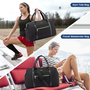 Bolsa de lona de viaje para gimnasio acolchada a la moda con compartimento para ordenador portátil Weekender bolsa de lona nocturna con cierre de cremallera - Product Image 6