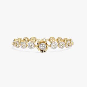 Pulsera de tenis con diamantes en forma de flor de oro minimalista, pulsera apilable de moissanita, regalo de aniversario romántico para esposa - Product Image 2