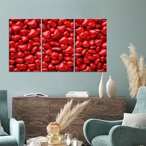 Tableau sur toile Heart Candy : décoration murale moderne pour cuisine, design imprimé, lot de 3 toiles - Product Image 1