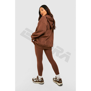 Femmes 100% Logo personnalisé surdimensionné pull lourd à capuche français éponge goutte épaule sweat à capuche actif bas pour - Product Image 6