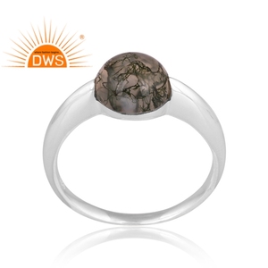 แหวนพลอยมอสอาเกตธรรมชาติสีเงิน925ดีไซน์แบบได้รับความนิยมสำหรับผู้หญิงออกแบบได้ตามต้องการ - Product Image 1