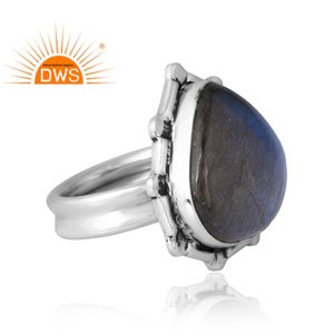 แหวนพลอยลาบราดอไรต์ธรรมชาติทำจากเงินสเตอร์ลิง925เป็นของขวัญสำหรับผู้หญิง - Product Image 4