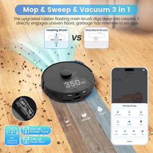Nueva oferta: Combo de mopa de aspiradora robot, de 60 días autovaciado, mapeo del hogar, Wi-Fi/aplicación/Alexa, tiempo de ejecución de 180min, limpiador de mascotas y pisos T20 - Product Image 2