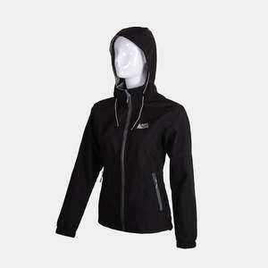 Oferta exclusiva para mujer Chaqueta de invierno negra con capucha a prueba de viento y cremallera unida Navegue para condiciones polares - Product Image 1