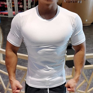 Custom Slim Fit Quick Dry Compression Casual Short Sleeve Gym Training <b>Men's</b> Fitness Sportswear for Summer Running Wholesale - Product Image 5