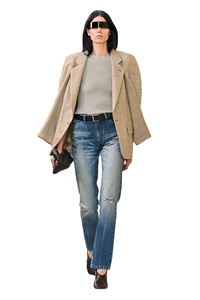 Pantalones de mujer de cintura alta y pierna recta con bordado de lazo y botón, estilo dulce y moderno, holgados e informales, con personalización. - Product Image 2