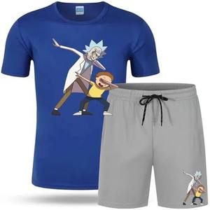 Camiseta lisa personalizada de dos piezas para hombre, chándal corto deportivo informal, conjunto corto de verano - Product Image 5