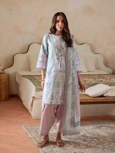 Designers pakistanais brodé coton pelouse Shalwar Kameez costumes quotidien décontracté sans rides séchage rapide pour les femmes robe pour l'été - Product Image 4