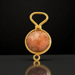 Mode ronde à facettes Sunstone charme 925 pendentif en argent plaqué or femmes pendentif - Product Image 1