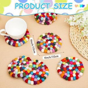 Elegant Felt Ball Coasters <b>Set</b> Jute Mat and Pad <b>for</b> <b>Table</b> <b>Dining</b> Wedding Christmas Family Gatherings Party Events - Product Image 5