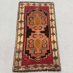 Tapis turc, tapis vintage 1,8x3,3 pieds, tapis oriental en laine rouge - Product Image 1