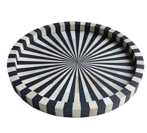 Bandeja de Servir de Madera Estándar con Incrustaciones de Hueso y Resina para Decoración del Hogar y Cocina, de la India - Product Image 3