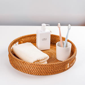 Eco Friendly Vietnam Bamboo Round <b>Trays</b> Handmade <b>Storage</b> <b>Trays</b> Serving <b>Trays</b> with Classic Rattan Pattern for Cafe Use - SR2085 - Product Image 3