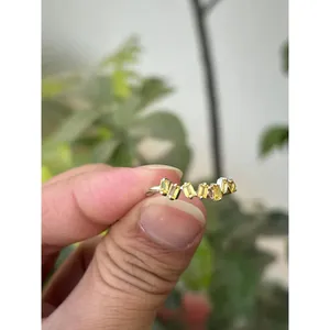 14k Fine Jewelry 925 <b>Silver</b> Baguette Natural Sapphire Ring with Invisible Setting Vermeil & Rhodium Plating Everyday Wear - Product Image 1