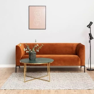 Luxury <b>Round</b> Coffee <b>Table</b> with Green Marble <b>Top</b> and Gold Metal Frame for Living Room Furniture - Product Image 3