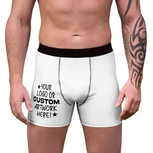 Custom Logo Heren Boxer Slips Ondergoed Custom Boxers Aangepaste Korte High Rise Elastische Man Penis Mannen Slips Groothandel Vlakte