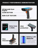 Escáner de Códigos QR Inalámbrico Portátil PDA de 5.5 Pulgadas con Escáner Honeywell / Asa / Android 13 / Base de Carga para Gestión de Inventario