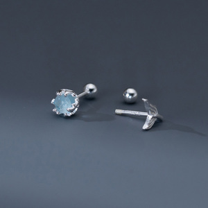 MOQ bajo, venta al por mayor, joyería de cola de pez, pendiente de plata esterlina con océano de circón azul - Product Image 4