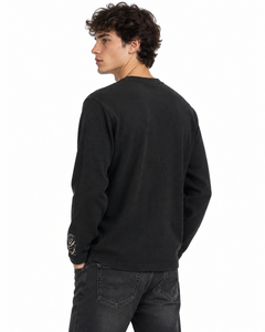 Custom <b>Mens</b> Black Waffle <b>Thermal</b> Long Sleeve <b>Shirt</b> Script Graphic Print Streetwear Tops Wholesale Clothing Manufacturer Supplier - Product Image 3