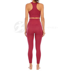 2025 nouveauté femmes entraînement Yoga ensembles solide taille élastique pour patchs personnalisés meilleure qualité vêtements de Fitness - Product Image 2