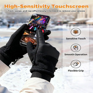 Vente en gros de gants chauds d'hiver à la mode Gants de conduite en cuir de mouton noir imperméables unisexe téléchargés par Dress Sports - Product Image 4