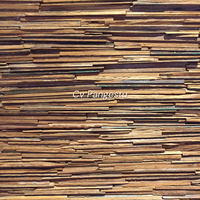 Revêtement mural insonorisant et absorbant le son en bois de teck recyclé au design géométrique moderne pour les divertissements, les maisons et les villas