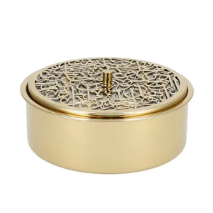 Design arabe vintage de haute qualité en acier inoxydable durable Ramadan décoratif rond doré Date bol de service Pot avec support - Product Image 3