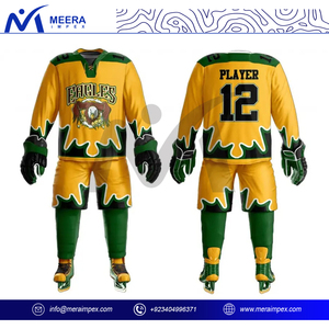 Kit de Jersey y pantalones de hockey sobre hielo para hombre de alta calidad, nombre y número personalizados, sublimación o uniforme de sarga de aparejos, proveedor OEM - Product Image 2