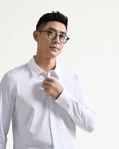 Camisas Casuales de Manga Larga con Cuello en V para Hombre, Cierre de Botón, Formales, Antiarrugas, Elásticas, Ajustadas, de Poliéster/Algodón para Oficina - Product Image 6