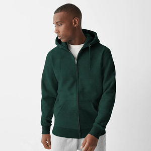 Sudadera con Capucha y Cremallera Completa para Hombre, Estilo Urbano, Tejido Grueso, Forro de Satén de Algodón, Logotipo Personalizado, Algodón Básico Combinado - Product Image 2