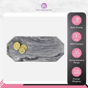 ถาดเสิร์ฟหินอ่อนสีเทาสำหรับตกแต่งเครื่องใช้บนโต๊ะอาหารทำมือสำหรับบ้านโรงแรมและร้านอาหาร - Product Image 6