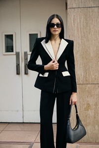 Chaqueta elegante de sastre de alta calidad para mujer, traje de estampado sólido a la moda con cierre de un solo botón y decoración bordada - Product Image 4