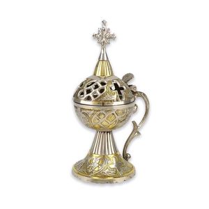 <b>Church</b> Silver <b>Incense</b> Burner Etched Designer Print Tableware Smells Diffuser and Decorative Brass Burner Fragrances - Product Image 5