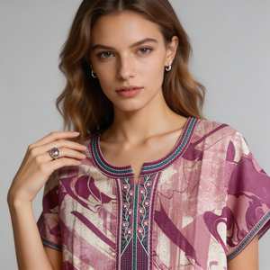 Robe de nuit longue tissée d'été pour femme avec poche latérale et tissu respirant - Confortable pour un usage quotidien - Product Image 1