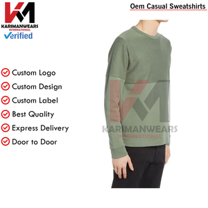 Premium Organic Cotton <b>Crewneck</b> <b>Sweater</b> for Men Soft Ribbed Knitted Pullover Classic Solid Color Casual Sweatshirt Long Sleeve - Product Image 2